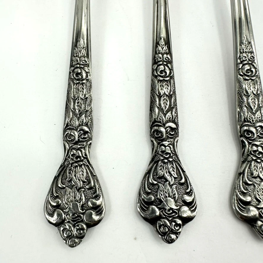 Juego de 3 tenedores de ensalada Versailles by MSI cubiertos de acero inoxidable Japón florales 6 3/8 de colección Foto 4 de 4