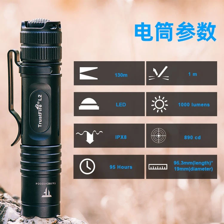 Linterna Trustfire 1000 Lúmenes 10W LED Mini EDC 14500 AA Antorcha Todos los Días Foto 3 de 4