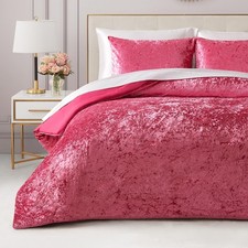 Crushed Velvet Queen Comforter and Sham Set, 3-Piece Full/Queen Bedding Set -...