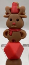 Beaded Pen,Christmas. Cute Reindeer On Red Hex Bead And Brown Bead,printed Pen