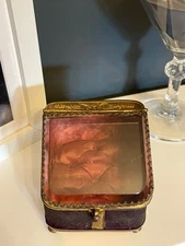 Antique French Ormolu & Bevelled Glass Watch Stand Casket Trinket Jewellery Box