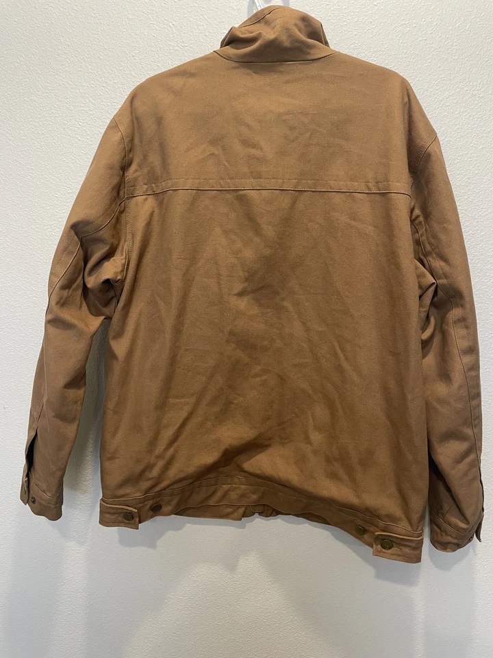 Burks Bay Mens Sz L Brown Canvas Barn Chore Jacket Flannel Lined Hunting Warm - Image 2 of 4