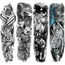 4 Sheets Temporary Tattoo Sleeve Large Full Arm Fake Tattoo Sticker for Leg Arm