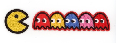 Pac-Man & Ghosts Patch   Retro 80s Arcade   Iron-On / Sew-On Badge