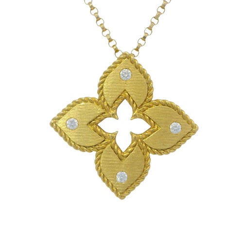 Roberto Coin 18k Yellow Gold Venetian Princess Diamond & Satin Pendant Necklace