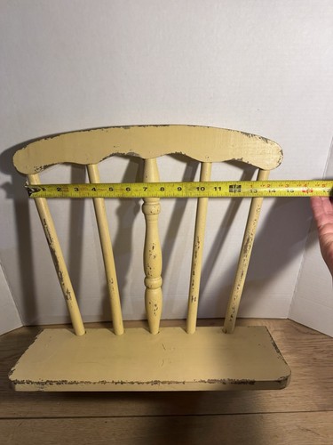 VTG Cottagecore Granny Shelf Yellow Chippy Paint Old Chair Spindles With Knobs - Picture 5 of 10