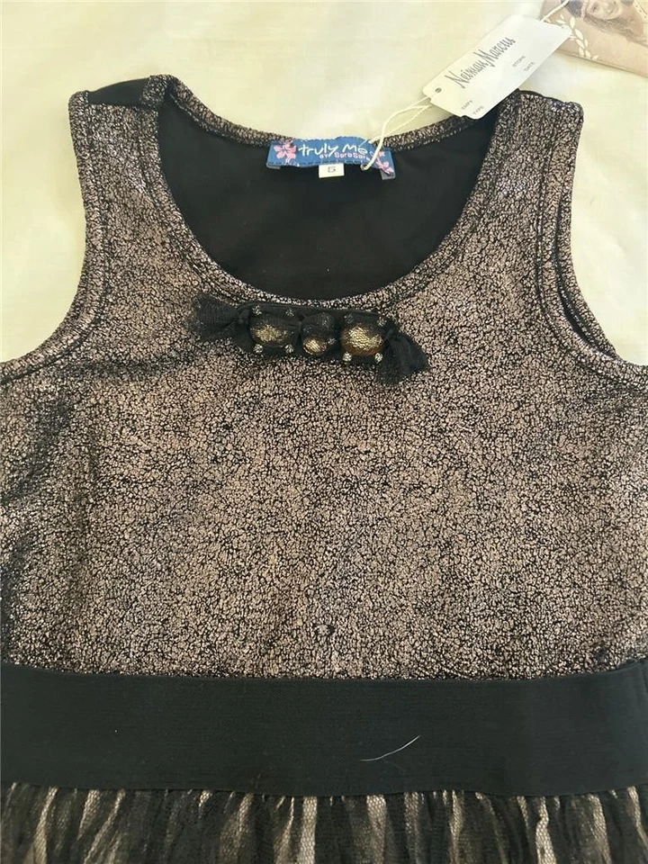 NUEVO VESTIDO DE VACACIONES VERDADERAMENTE ME de Sara Sara Neiman Marcus talla 5 plateado metálico tul Foto 3 de 4