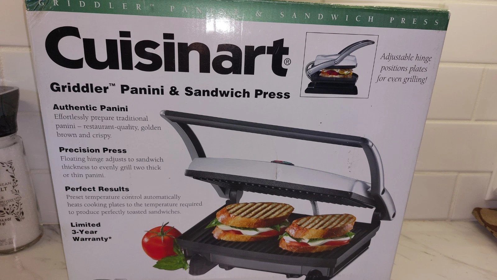 Cuisinart Griddler Panini Sandwich Press GR-1 Nonstick Stainless Steel Grill
Opens in a new window o