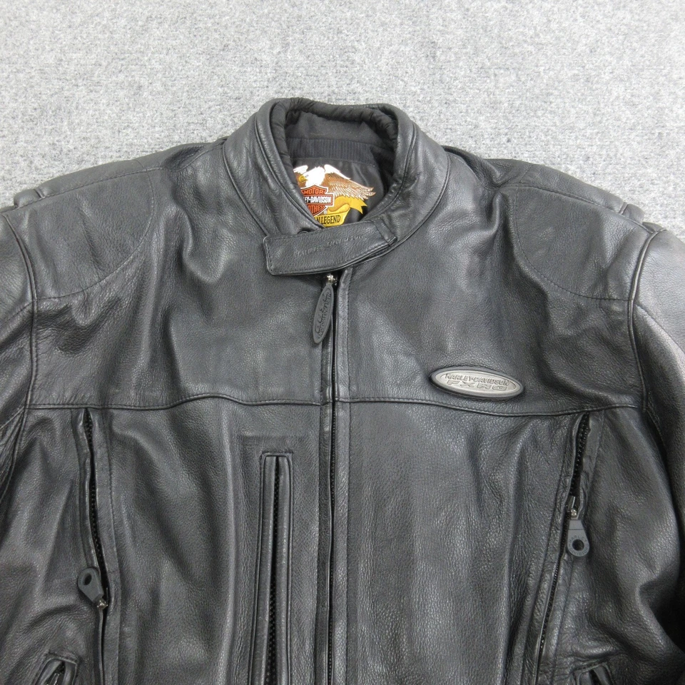 复古 Harley-Davidson 皮革夹克男式大号摩托车 90 年代 98580-98VM — 第 2/4 张图片
