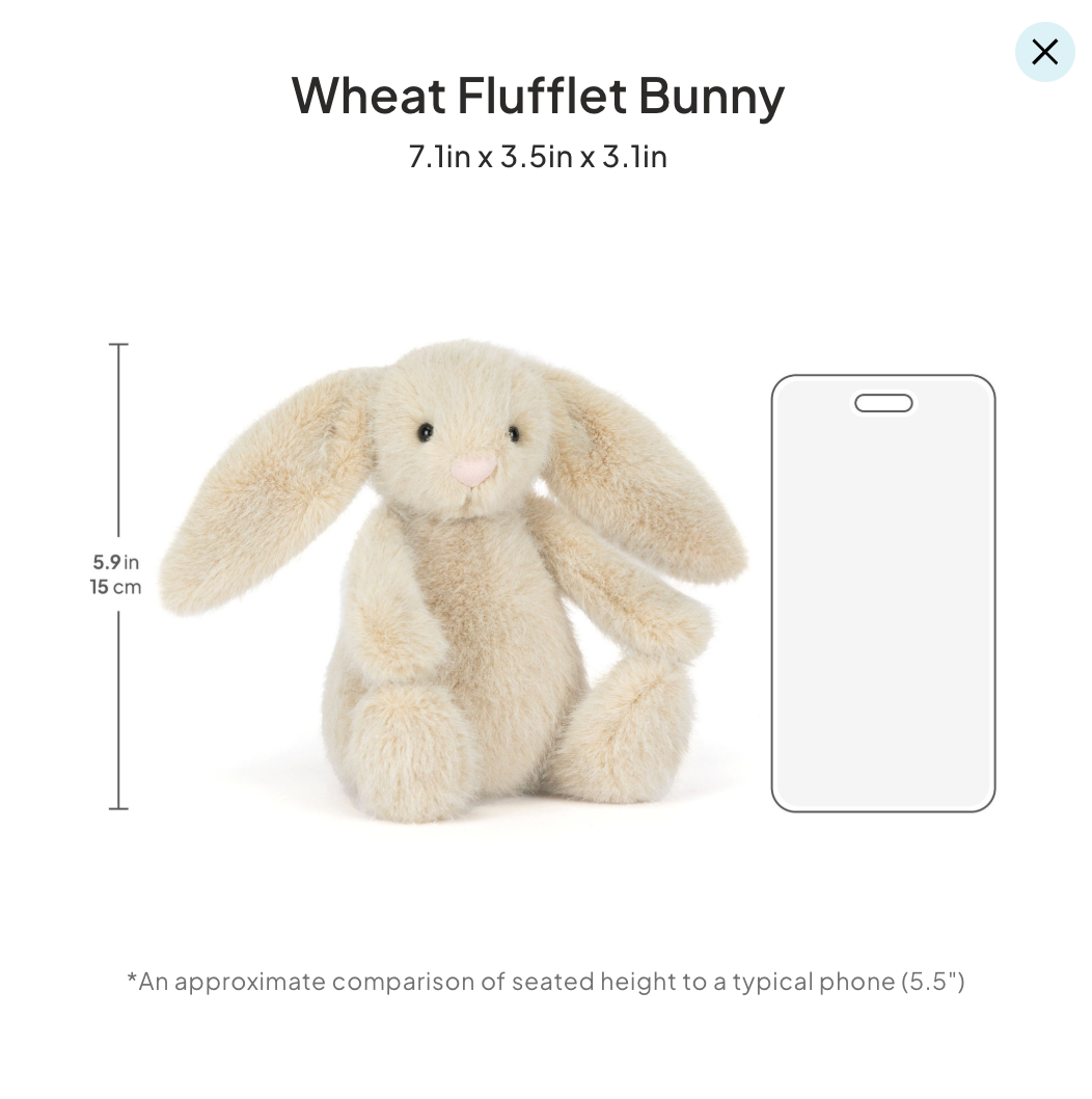 Jellycat Little (7.1 in, 18cm) Bashful Wheat Flufflet Bunny BNWT