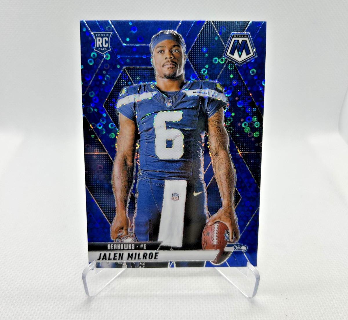 Jalen Milroe RC /99 - 2025 Panini Mosaic No Huddle Blue Prizm #283 - Short Print