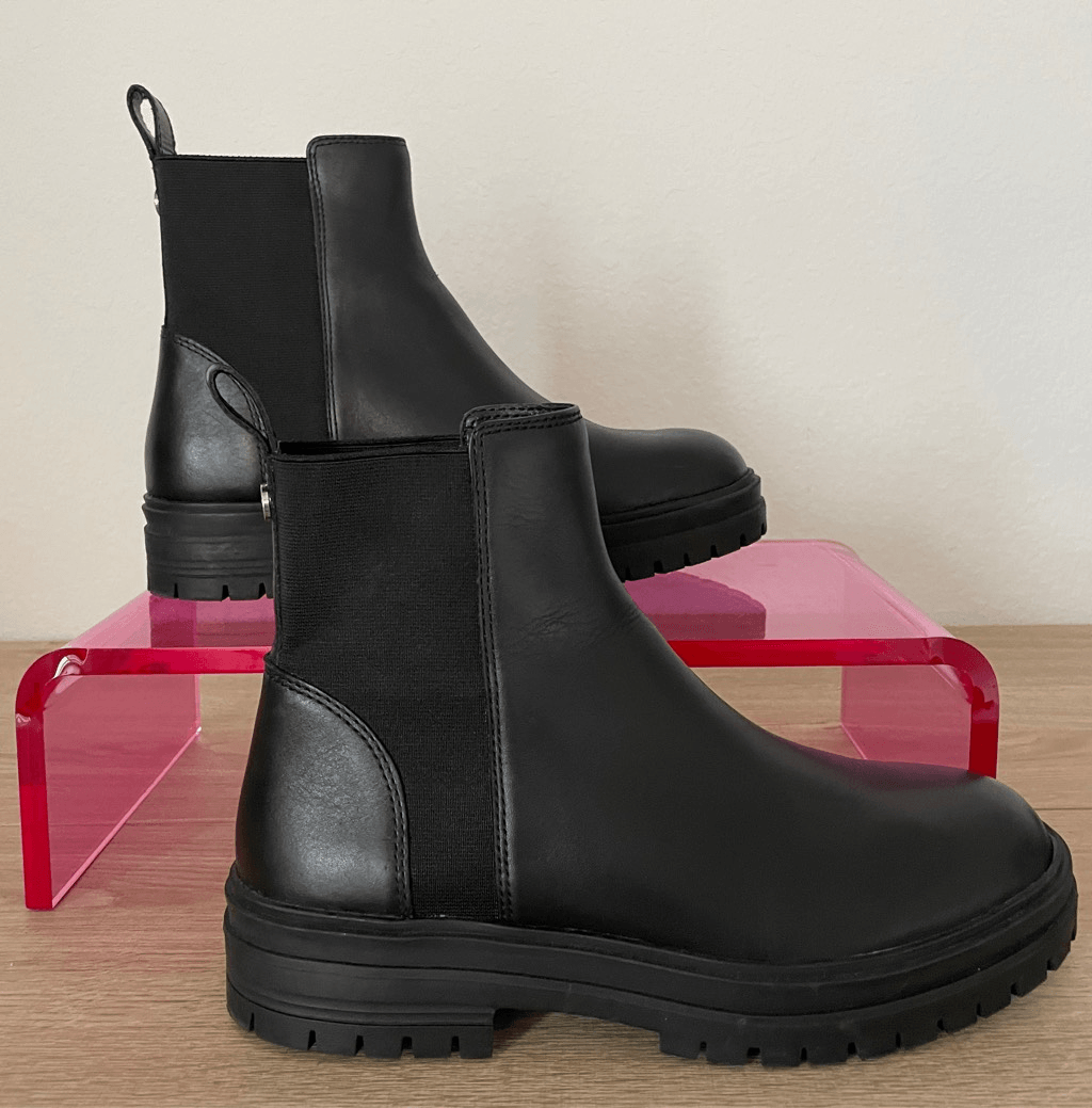 SAOLA Steve Madden Chelsea stivali donna 9 neri suola grossa strappo caviglia pull on casual