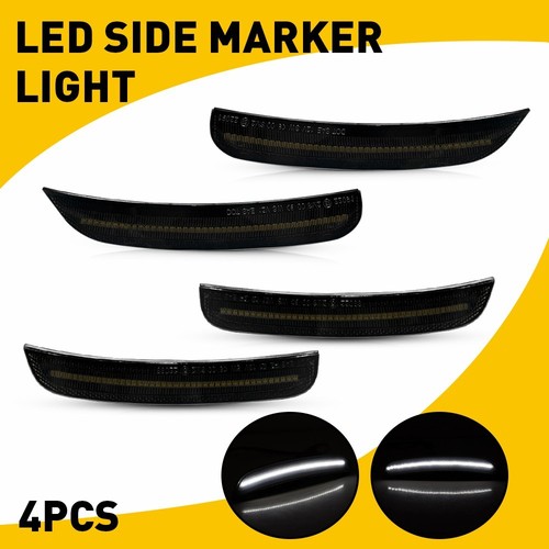 4x LED Front Rear Side Marker Light Smoke Len White Light For 15-23 Chrysler 300 - Picture 13 of 14