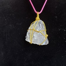 Pendant Necklace Clear White Beach Sea Glass Wire Wrapped Handmade OOAK 5544 Y