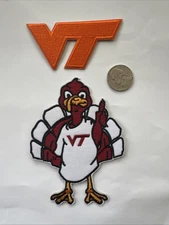 2 VT VIRGINIA TECH GOBBLERS HOKIES Iron On Patches Patch 4” X 3” & 2.75 X 1.5”