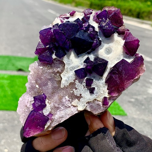 1.47LB Natural Transparent purple Fluorite Mineral Crystal Specimen/China - Picture 15 of 19