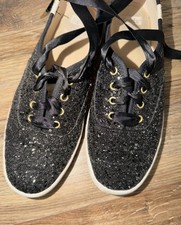 Keds x Kate Spade New York Champion Black Glitter Lace-Up Sneakers Size 7