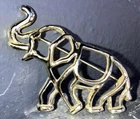 Vintage Goldtone Open Body Elephant Pin Brooch Costume Gold Jewelry Hallmarked