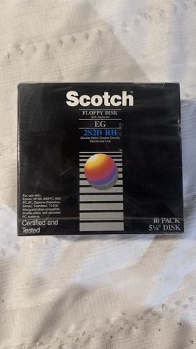 NOS Scotch Floppy Disk 5.25” Double Sided Double Density Brand New Pack Of 10