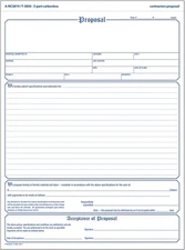 Adams Contractor's Proposal Forms, 8.5 x 11.44 8-1/2 x 11, White/Canary/Pink 