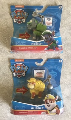 Paw Patrol Toy Talking Go Figure 3  figure Rubble + Rocky Lot BRAND NEW