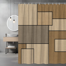Modern Geometric Shower Curtain in Beige and Brown Colors