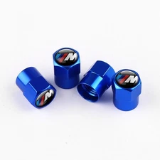 Compatible with BMW M 4Pcs Tire Valve Stem Caps Blue Anodized Aluminum Set