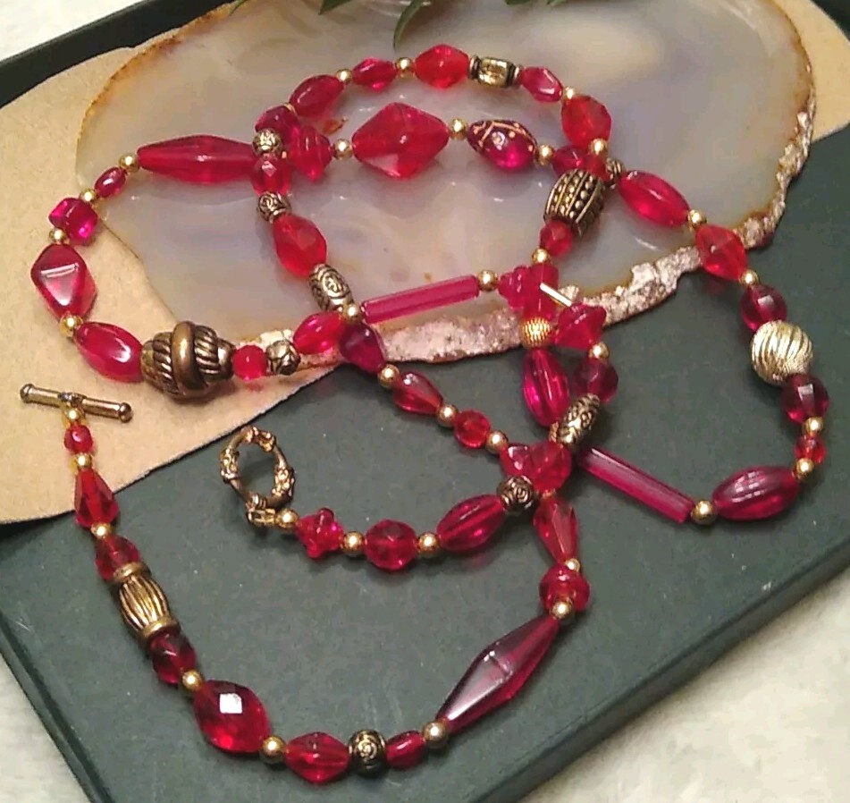 Festive! ARTISAN 30" Ruby Red Colored Assorted Gl… - image 2