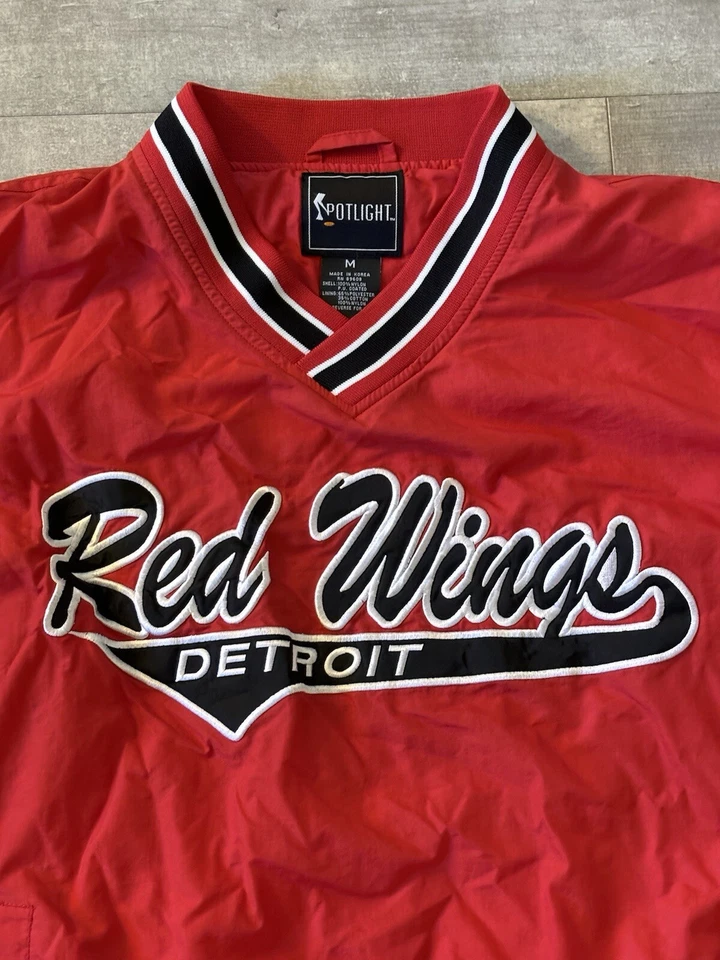 Large Detroit Red Wings Pullover Jacket Windbreaker, Size M Red - Image 2 of 4