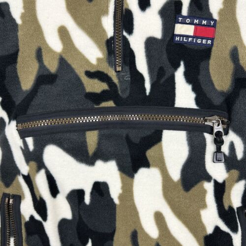 Vintage Tommy Hilfiger Jacket Mens Large Camo Reversible Anorak Fleece Heavy GUC - Picture 9 of 23