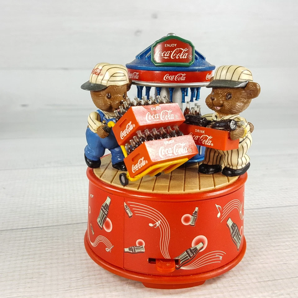 Vintage Enesco Coca Cola Busy Bottlers Musical Figurine Buy the World a Coke - Image 2 of 4