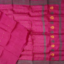 Vintage Magenta Pink Sarees 100 Pure Silk Woven Indian Sari 5YD Craft Fabric