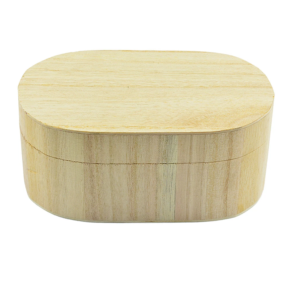 Unfinished Oval Shape Wooden Box Gift Jewelry Box for Kids Crafts