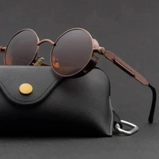 Metal Steampunk Sunglasses Men Women Fashion Round Glasses Brand Designer Vintag
