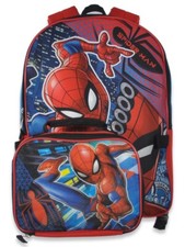 MARVEL SPIDERMAN 16" Backpack SET w Lunch bag Boys Kids School Toy Gift Book Bag