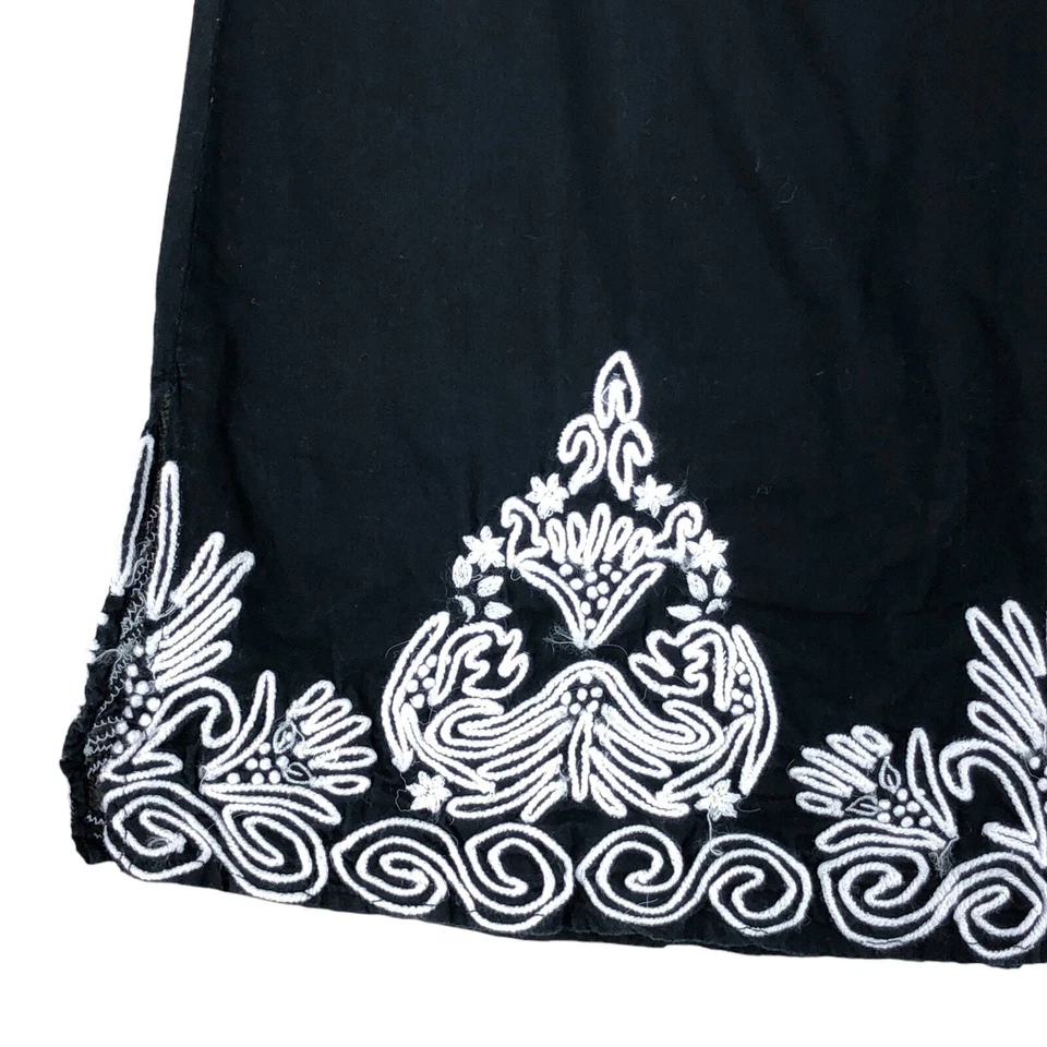 KAS Designs Women Size S Embroidered TunicTop Black White Boho Cap Sleeve Cotton - Image 4 of 4