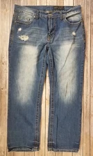 T K Axel Relaxed Straight Jeans Mens Size 38x32 Blue Distressed Casual