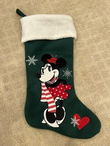 MINNIE MOUSE lg GREEN Fleece PRIMA CREATIONS Christmas Stocking FAUX FUR CUFF