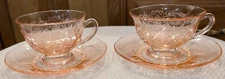 Fostoria Pink Versailles Footed Cup and Saucer Set
