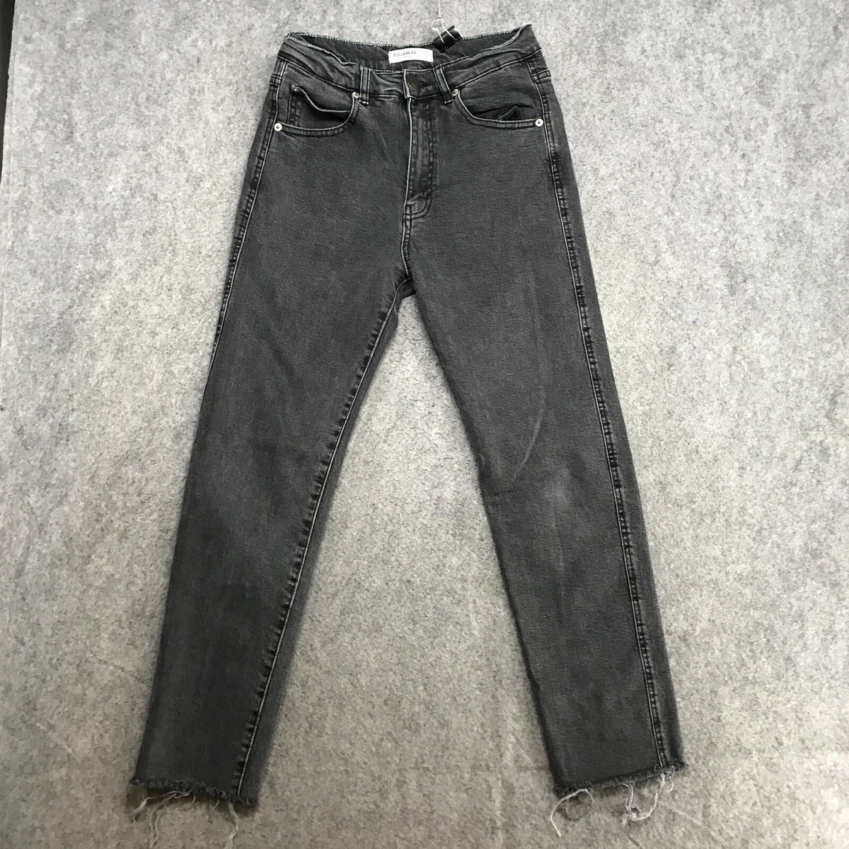 Pull Bear Jeans Womens Size 6 Cut Off Raw Hem Black Denim