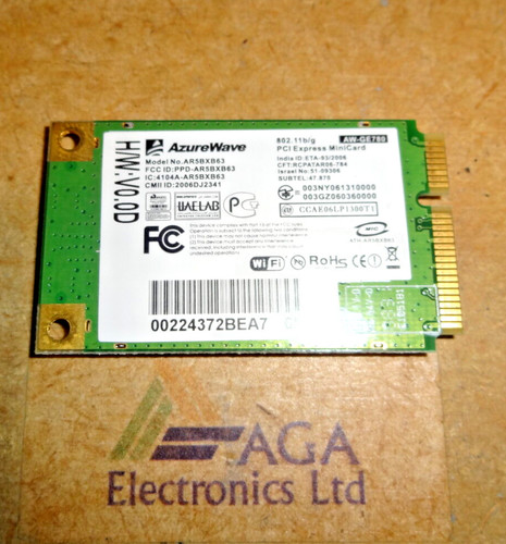 Asus Eee PC 1000H, 904HA Laptop (Netbook) Wireless WiFi Karte. Modell: AR5BXB63