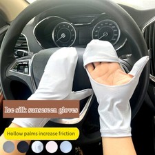 Touch Screen Ice Silk Gloves Anti-uv Armguard Palm Hollowed Breathable Riding