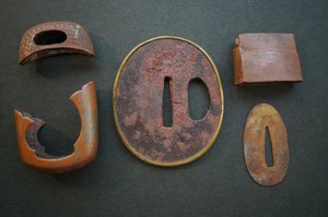 Tsuba Kashira Habaki Kojiri Seppa Set for Katana-Sword from Kyoto Japan 0421B12G
