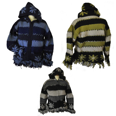 Goa Hippie Ethno Wolle Strick Jacke Wollen Jacket Fleece Nepal