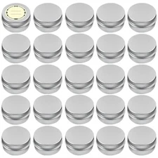 24Pack 2 Oz Aluminum Tin Cans |Refillable Travel Size Containers with Screw Lids
