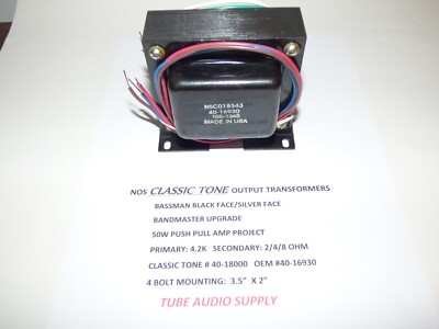 CLASSIC TONE NOS 50W GUITAR/BASSMAN OUTPUT TRANSFORMER, 2/4/8 OHM TAPS USA