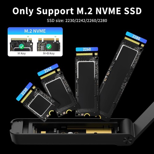 FIDECO M.2 NVMe SSD Case, 10Gbps USB NVMe Adapter, USB 3.2 Gen2 M2 NVMe SSD to N - Foto 5 di 9