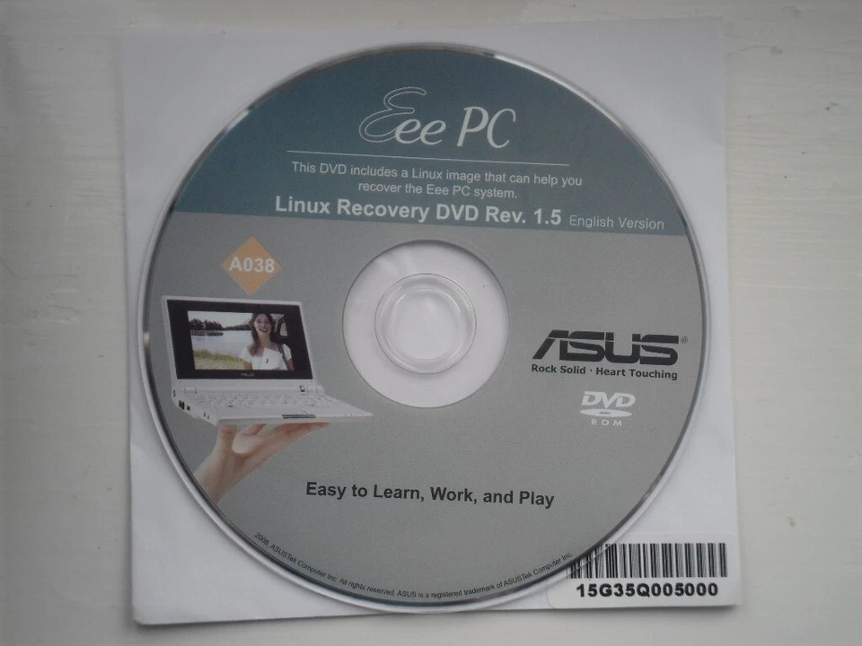 ASUS Eee PC 4G 701 Linux Recovery DVD & Support CD bundle New Free Post L@@K - Image 4 of 4