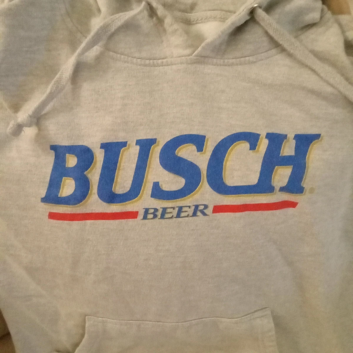 mens anheuser busch grey busch beer hoodie size medium double
