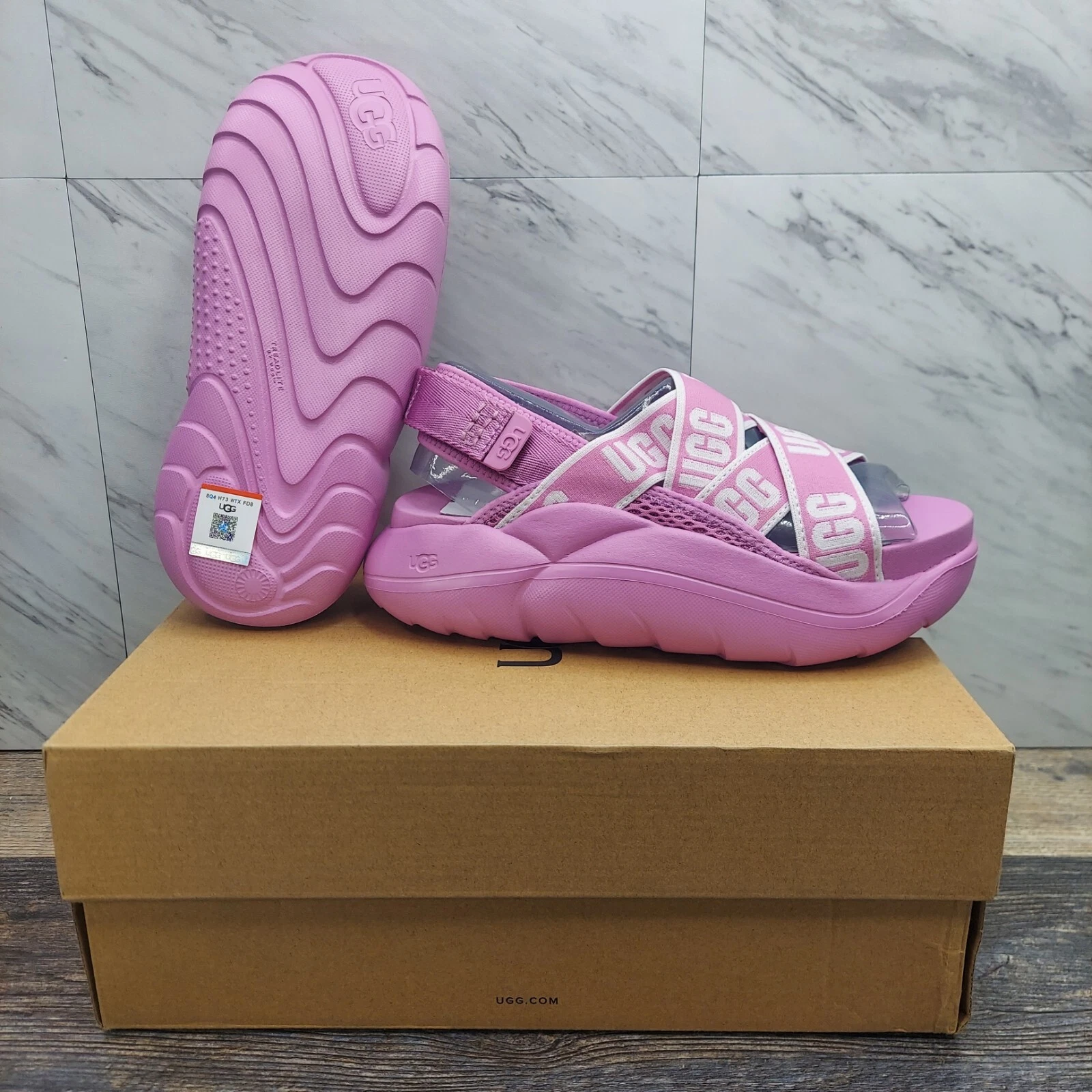 UGG LA Cloud sandalo rosa logo fiori selvatici 1110090 donna taglia 6